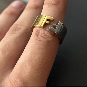 Fendi Gold and Silver Men's Ring